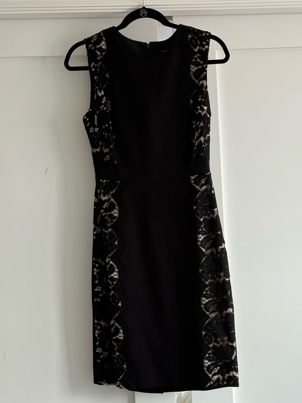 J. Crew Black Lace-Panel Midi Sheath Dress